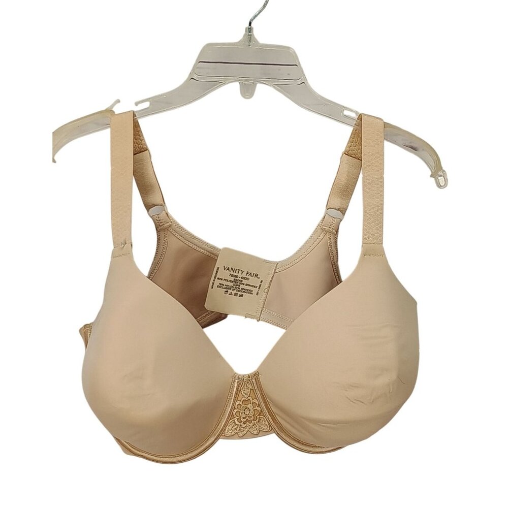 Vanity Fair Nude Floral Lace Underwire Bra 40Dd Soft Seamless‎ Comfort Lingerie